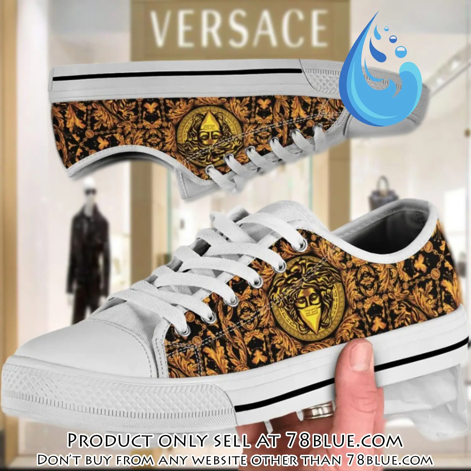 Versace medusa gold white low top canvas shoes luxury brand gifts for men women 78b0529553